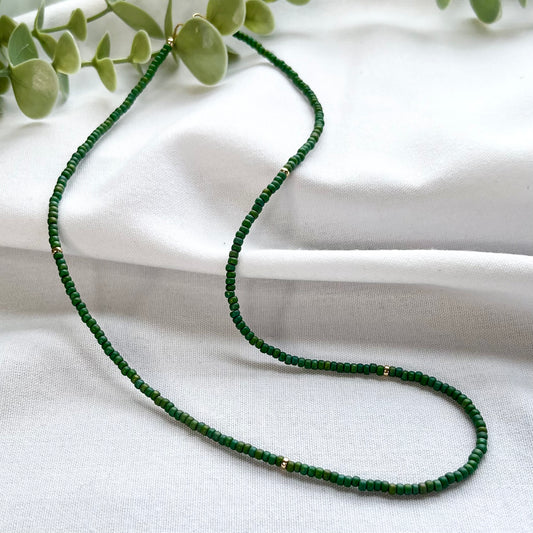 Shamrock Green Seed Bead Necklace