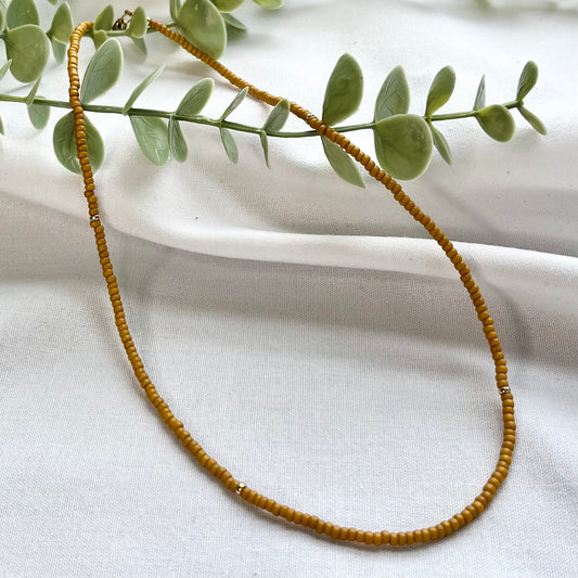 Mustard Yellow Seed Bead Necklace